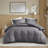 Logan Charcoal Woven Striped Pintuck 3-Piece Cal King Duvet Set-116495227-116495226