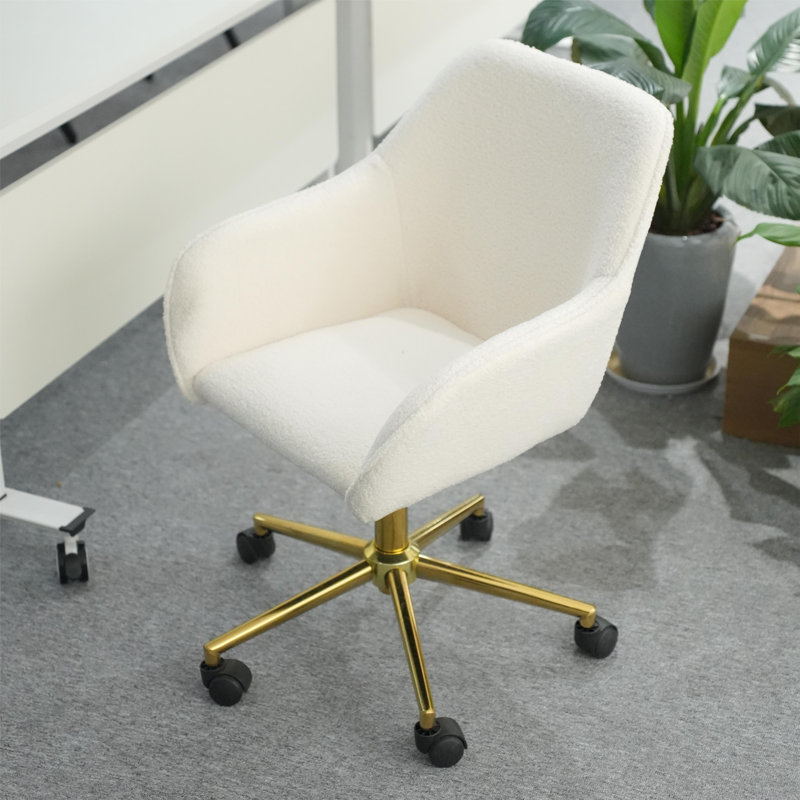 Adailyn Wool Office Chair, White