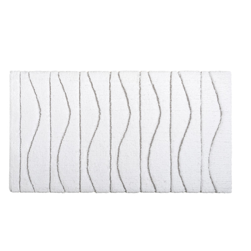 Opera Abstract Bath Rug, 28" W x 47" L, White