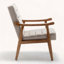Fauteuil d'appoint de style Mid-Century moderne, fauteuil en microfibre d'aspect cuir avec structure en bois massif avec accoudoirs à structure ouverte, siège et coussin de dossier rembourrés pour le salon
