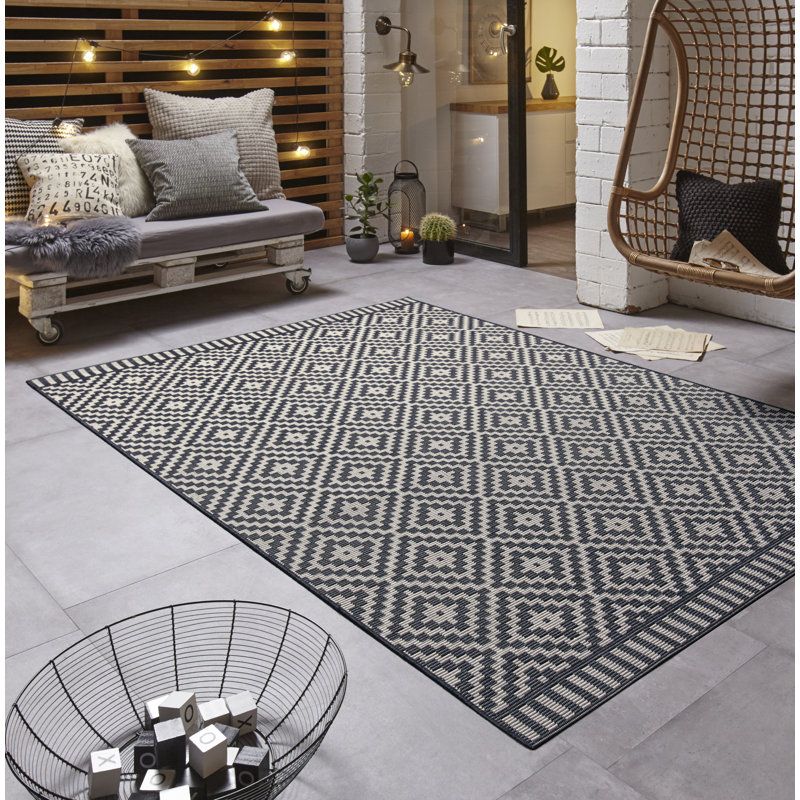 Breeze Flatweave Black/White Rug, Rectangle 80 x 150cm