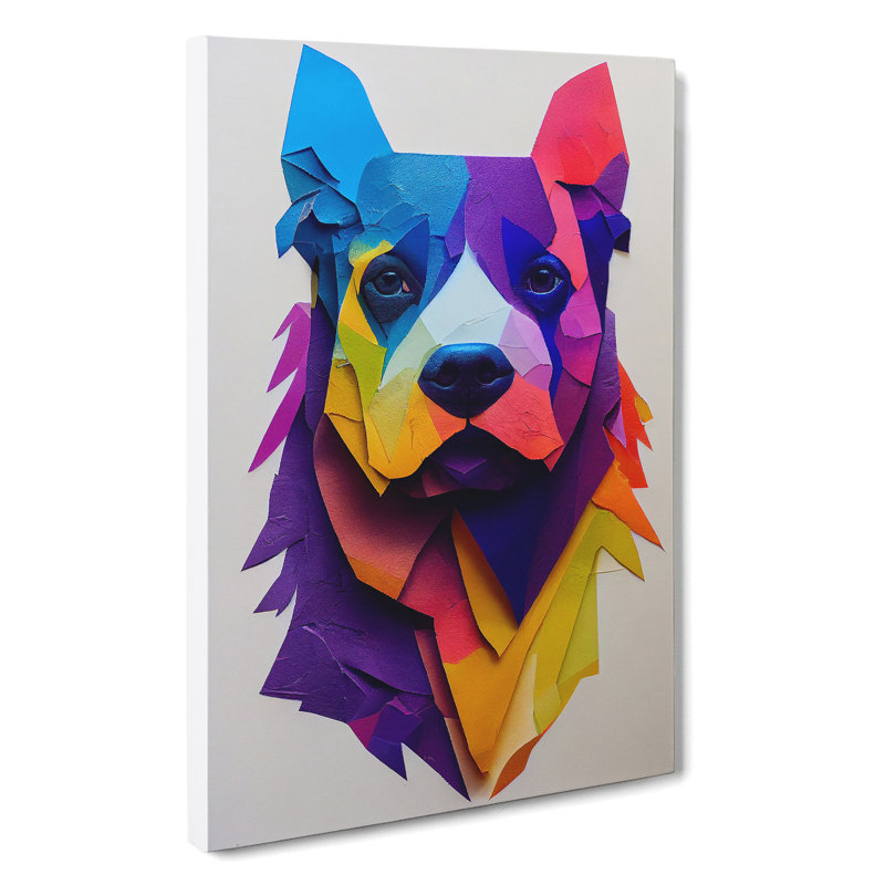 Paper Dog No.2 Abstract - Wall Art, Wrapped Canvas, 60cm H x 40cm W, No Matte