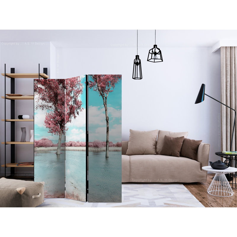 Greyce 135cm W x 172cm H 3 - Panel Solid Wood Folding Room Divider