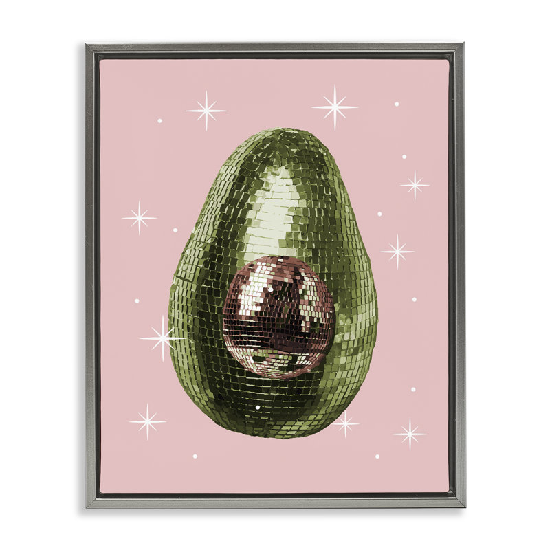 Cadre flottant Luminous Disco Avocado, design par Lil 'Rue, H 31 po x l 25 po, Cadre flottant gris lustré