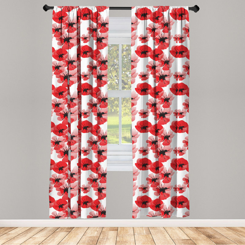 Floral Semi-Sheer Rod Pocket Curtain Panels, 28" x 84"