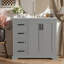Meuble-lavabo avec lavabo en céramique, tablettes réglables et trois tiroirs-1234480099