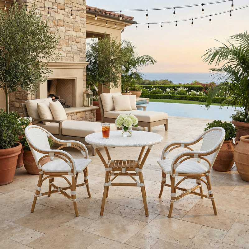 Ensemble de 3 chaises bistro blanches Sierra