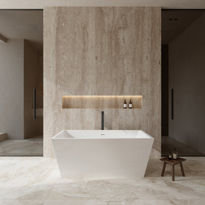 Sara 59" x 32" Freestanding Soaking Acrylic Bathtub with Faucet