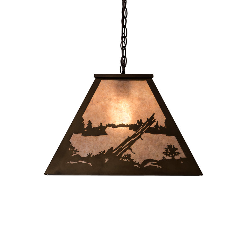 Rustic Lodge 6 - Light Pendant, Antique Copper, Silver, 11" H x 33" W x 17" D