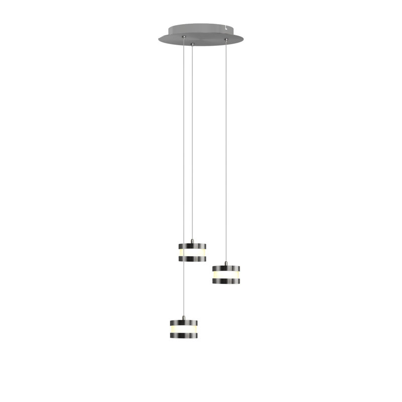 Luminaire suspendu cylindrique à 3 lumières DEL Karter, Nickel, H 2 po x l 10 po x p 10 po