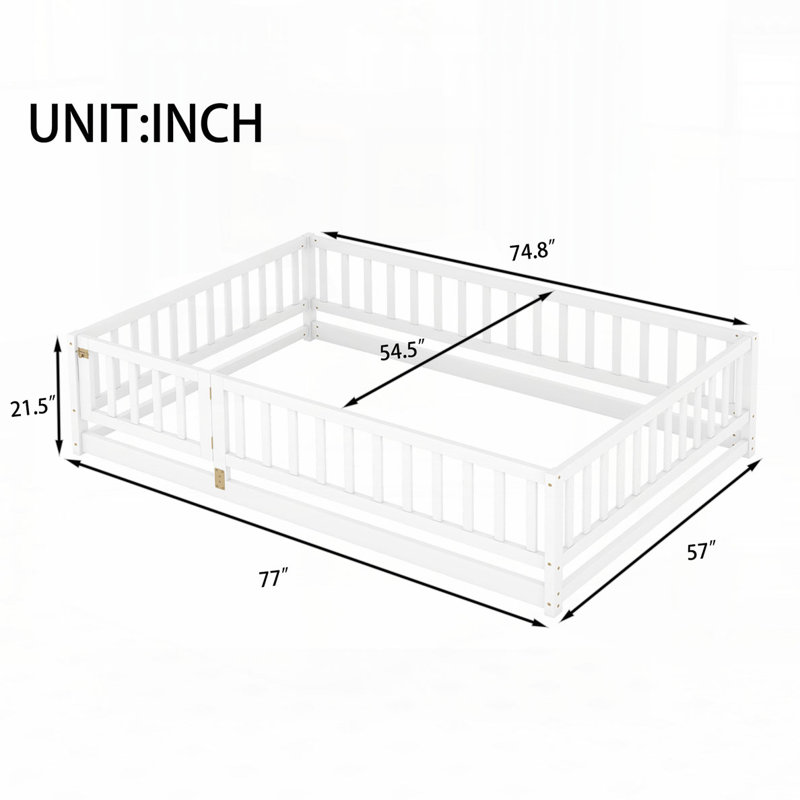 Wood Floor Bed, White, Full/ Double