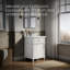 Panneau de 24 po Eviora Meuble-lavabo autoportant à simple cuve blanche avec plateau en marbre de culture blanc assemblé