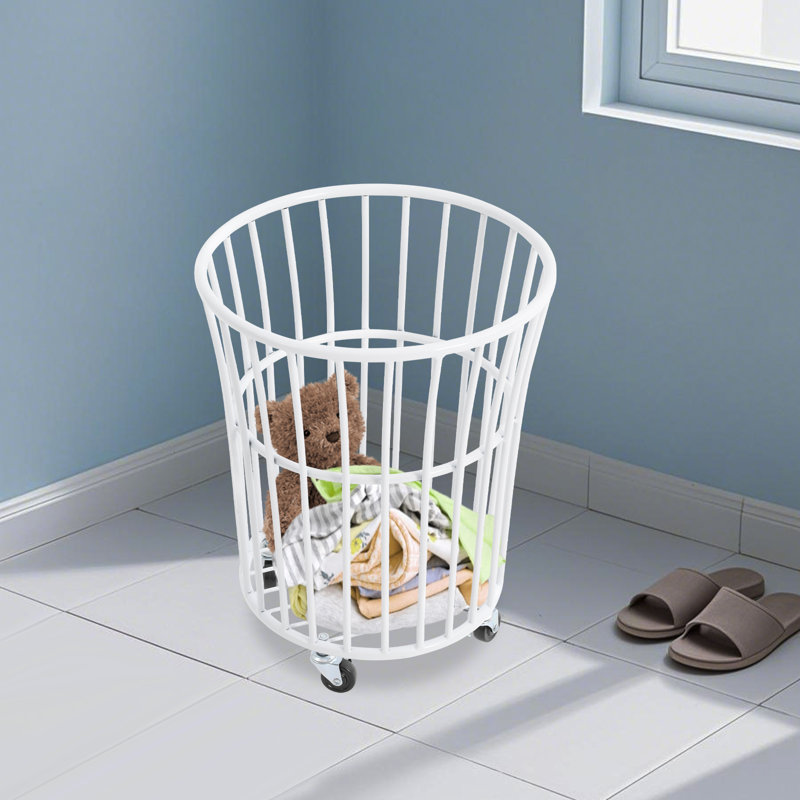 Metal Laundry Basket, Laundry Basket With Wheel, Black