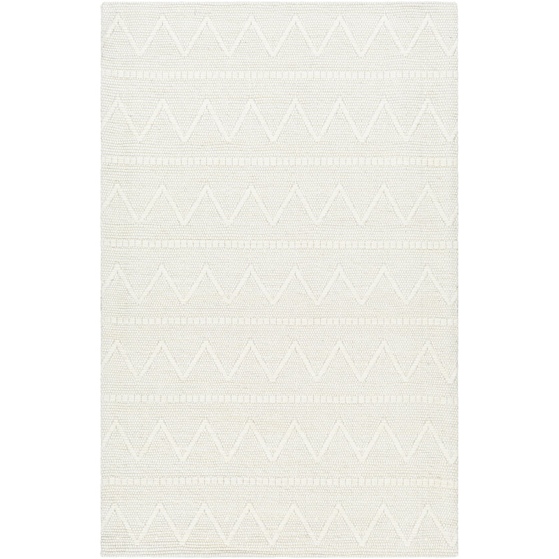 Rectangle Ronya Polyester/Wool Area Rug in Cream, Rectangle 8' x 10'