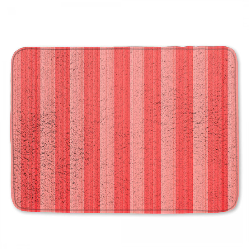 Tapis de bain rouge à rayures verticales, L 34 po x L 21 po