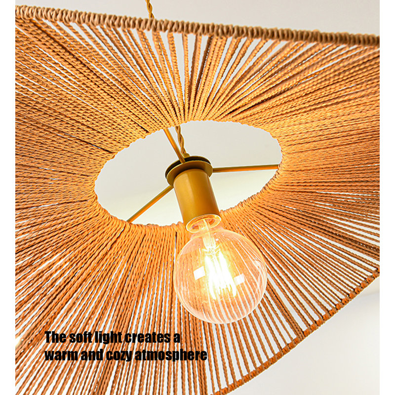 Lustre japonais en corde de chanvre tissé à la main de style Wabi-Sabi japonais, 59.06" H x 39.37" W x 39.37" D
