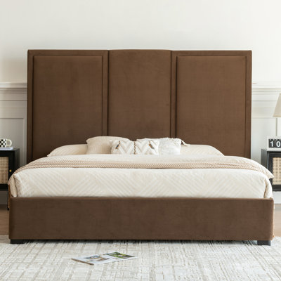 Morghen Upholstered Platform Bed With Extra High Headboard And 2 Extra Large Capacity Drawers
