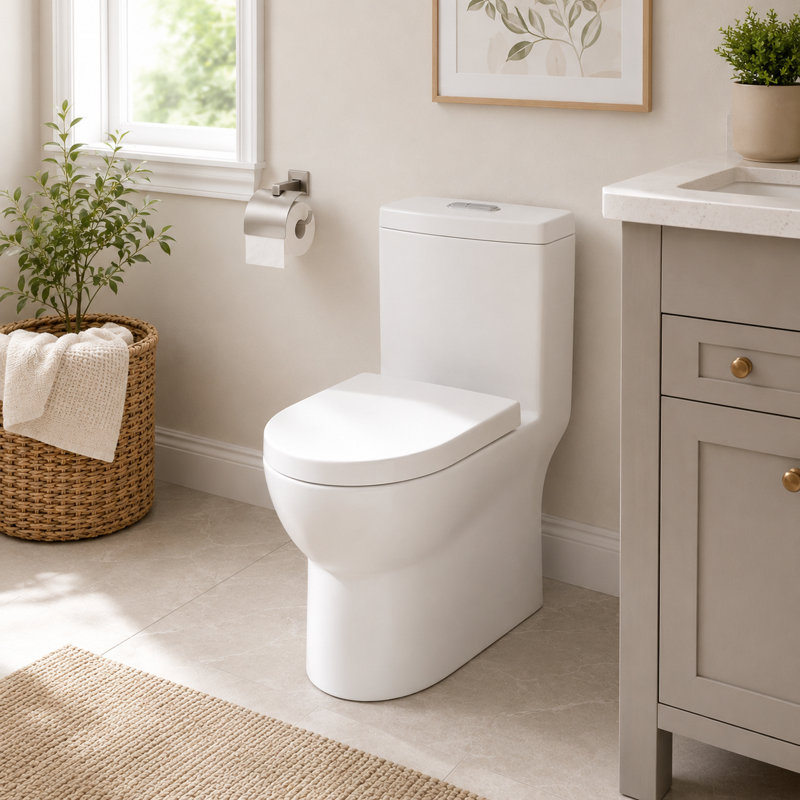 Toilette moderne en céramique une pièce, toilette brute 12 po à double chasse 1,1 / 1,6 GPF avec siège à fermeture rapide à fermeture rapide, toilette blanche facile à nettoyer