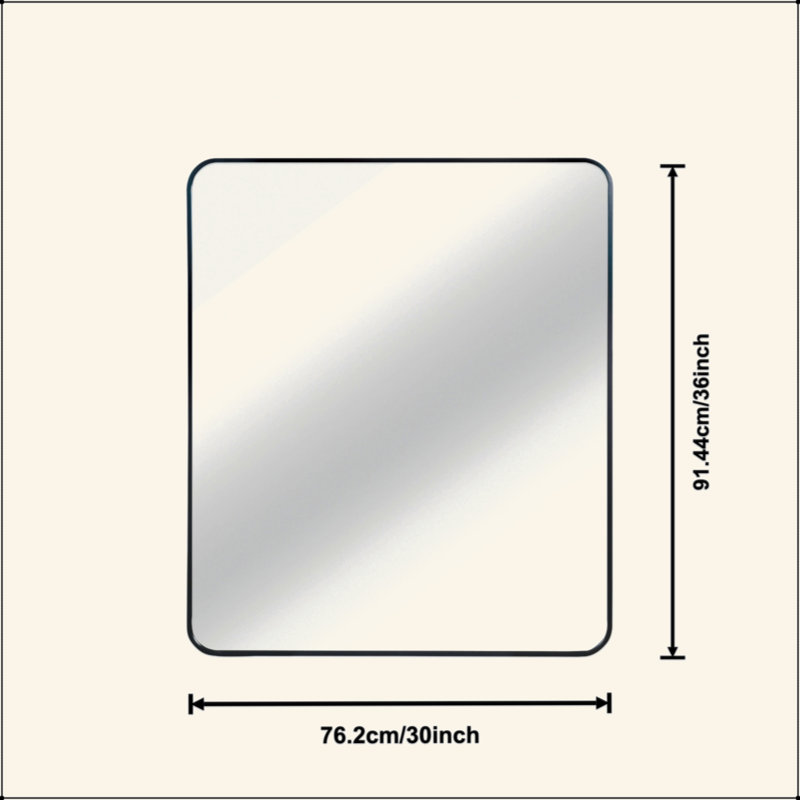 30 "X36" Rectangular Bathroom Wall Mirror, 36" x 30", Black
