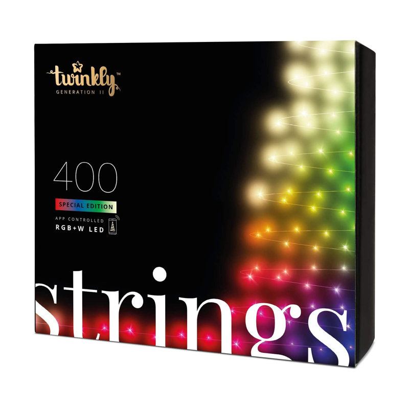 Twinkly Smart Custom 400 Bulb RGBW LED Smart String Lights with USB Music Dongle