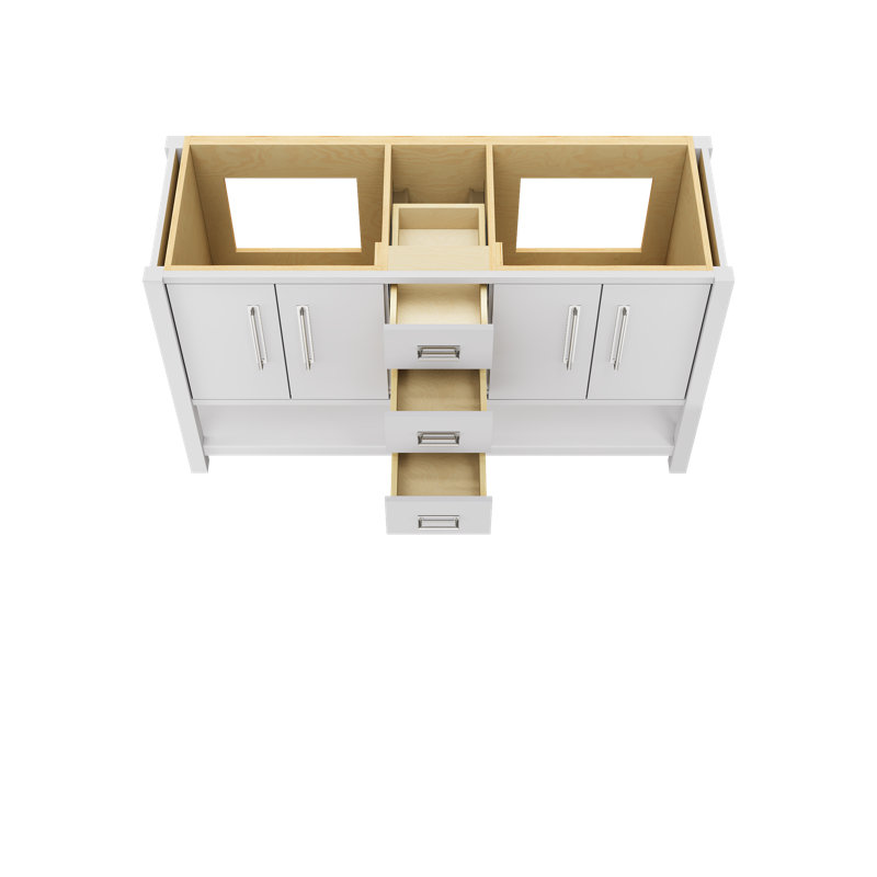 Kiawah Double Bath Vanity, Strong White, Polished Chrome, 60"