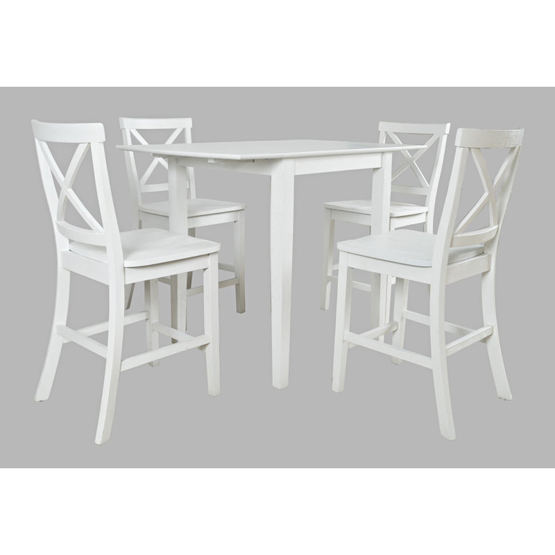 Salita Counter Height Drop Leaf Dining Set, White