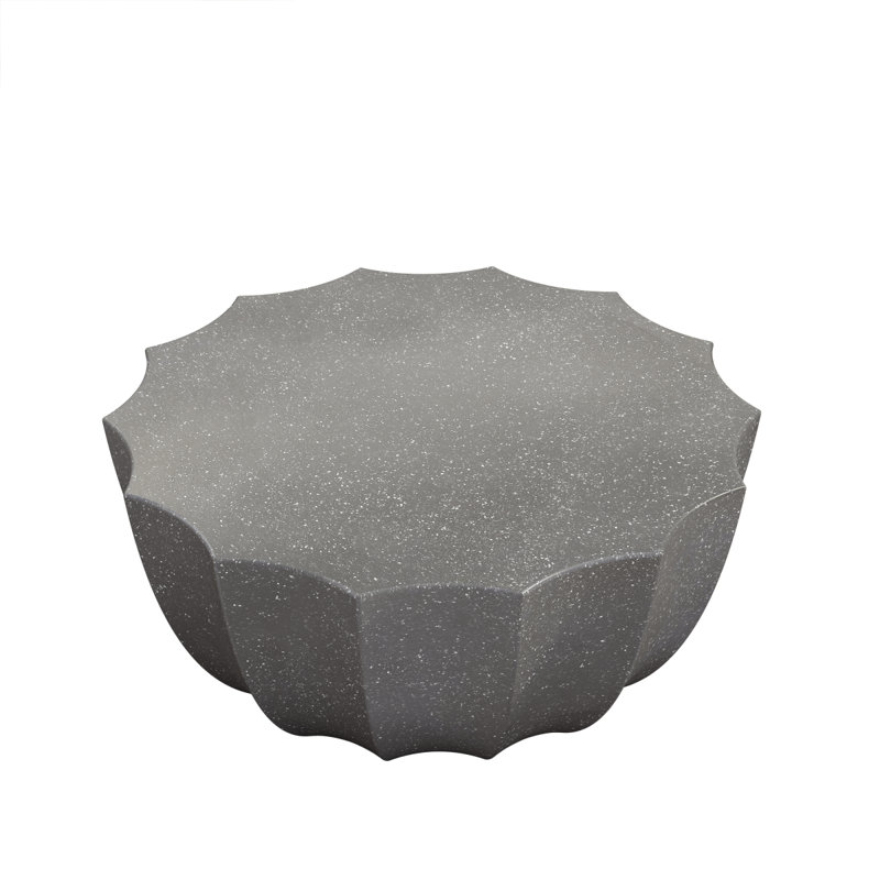 35.43" Modern Outdoor Waterproof Coffee Table  Durable Mgo Cement Design For Patio, Garden, Backyard & Living Room  Weatherresistant Grey Finish