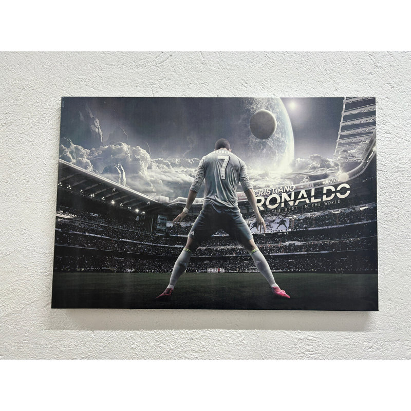 Toile imprimée Cristiano Ronaldo, décorations de sports de football, toile blanche encadrée 1P, H: 11,9 po x l: 15,8 po