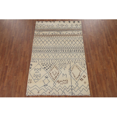 Earth Tone Plush Moroccan Indian Area Rug 5x8