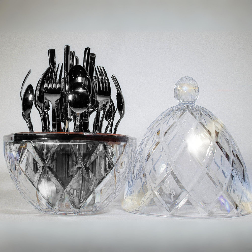 Arcaico L'ambrosia 24-Piece Flatware Set In A Crystal Holder | Perigold