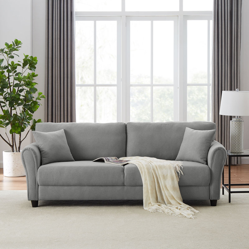 Upholstered 85.4'' Sofa, Light Gray 100% Linen