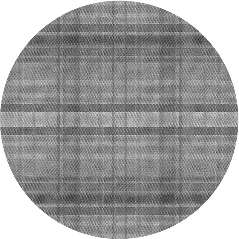Tapis gris clair / gris foncé tissé à la machine Plaid, Rond 4 pi