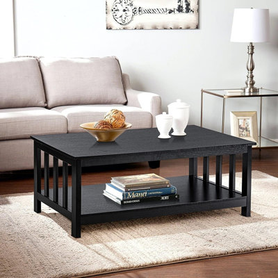 Table basse Mission avec tablette de rangement, finition en bois noir, 40 po