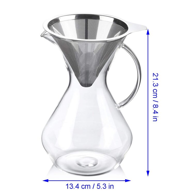 Mr. Coffee Verduzco 3 Piece 34 oz Borosilicate Glass Pour Over Coffee Maker w/Hand Guard