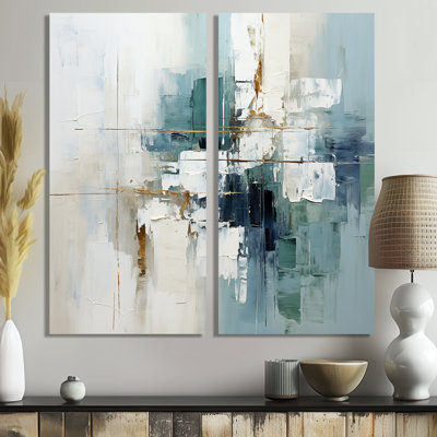 Clayten - ensemble de 2 impressions sur toile bleu sarcelle