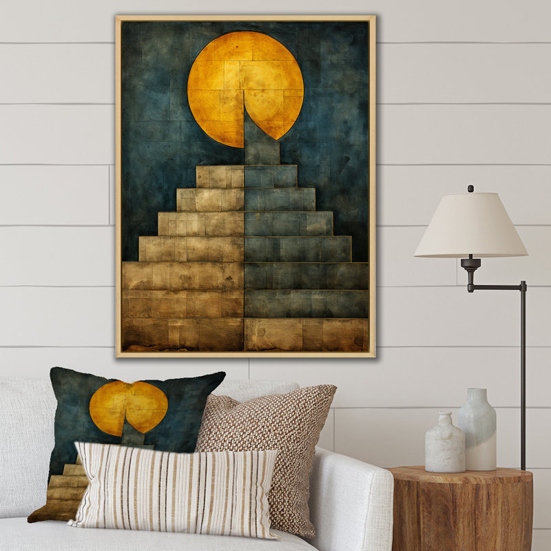 Pleine lune - Illustration rétro, Cadre naturel flottant, H 20 po x l 12 po x P 1 po