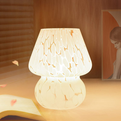 Lampe champignon lampe de chevet petite table de chevet veilleuse à intensité variable, verre translucide blanc lampe de bureau pour chambre à coucher dortoir salon cuisine, esthétique de style Murano Mignon Home Decor