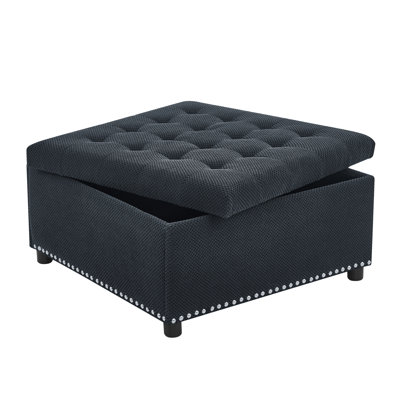 Storage Ottoman, Tufted Footstool, Nailhead Trim Ottoman