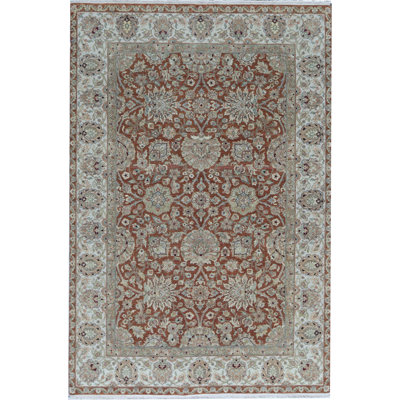 Wool Oriental Area Rug in Rust/Ivory
