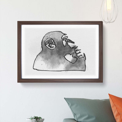 Thinker Monkey by Banksy - Framed Print