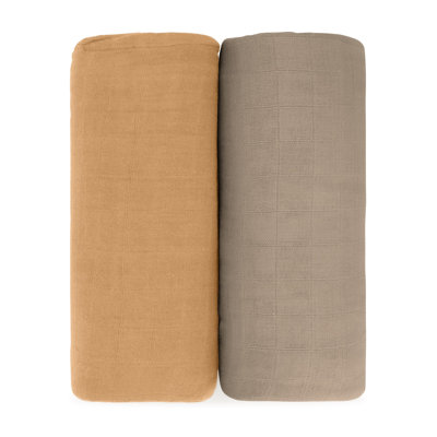 Comfy Cubs Muslin Swaddle Blankets Pack of 2 - 47 x 47 Inch Large Multipurpose Wraps for Newborns