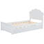 Lit plateforme en bois avec tête de lit et lit gigogne simple, blanc-1671782172