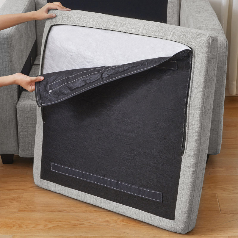Hymes 29.9'' Wide Chenille Storage Ottoman, Gray