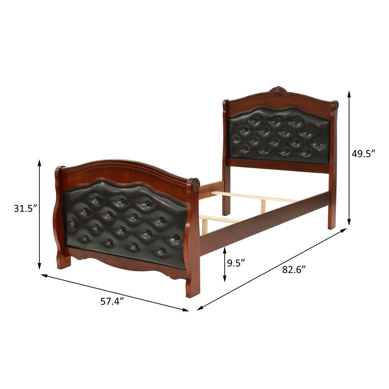 Lit tapissier Mantua cerise et espresso, Double