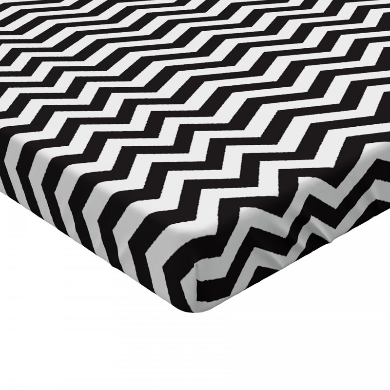 Microfiber Fitted Sheet, Black Chevron, Twin Fitted Sheet