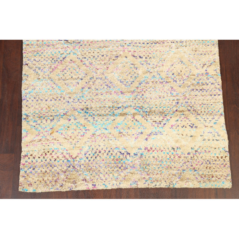 Tapis oriental abstrait marocain noué à la main 5 x 8