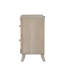 Table de chevet style transitionnel 1Pc Bords courbés Port USB français et anglais Tiroirs à queue d'aronde Poignées en acrylique finition chêne naturel