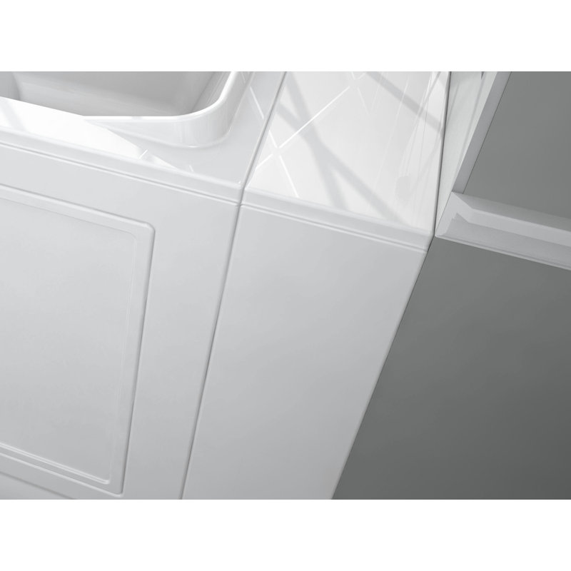 White Fiberglass Walk-In Soaking Bathtub with Faucet