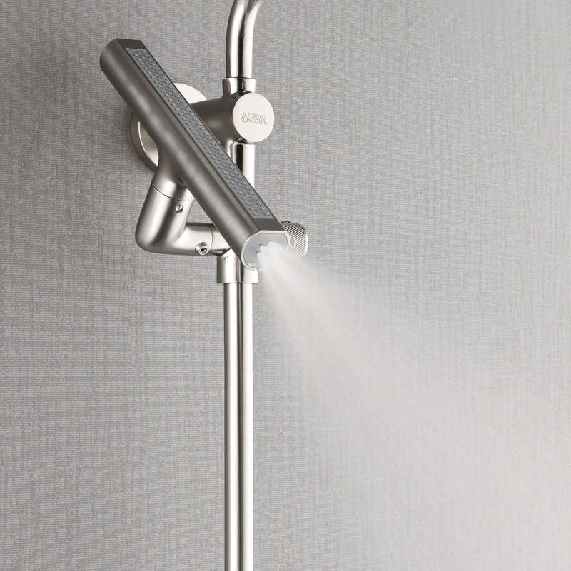 Douche FORNO ACQUA AcquaFALL, finition nickel brossé, douche de pluie, pomme de douche à main, jets de corps, débit de 1,8 gallon par minute