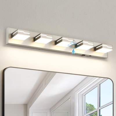Éclairage pour meuble-lavabo à DEL 32 po à 5 lumières à intensité variable avec capteur de mouvement et température de couleur 3 couleurs pour salle de bain 32 po